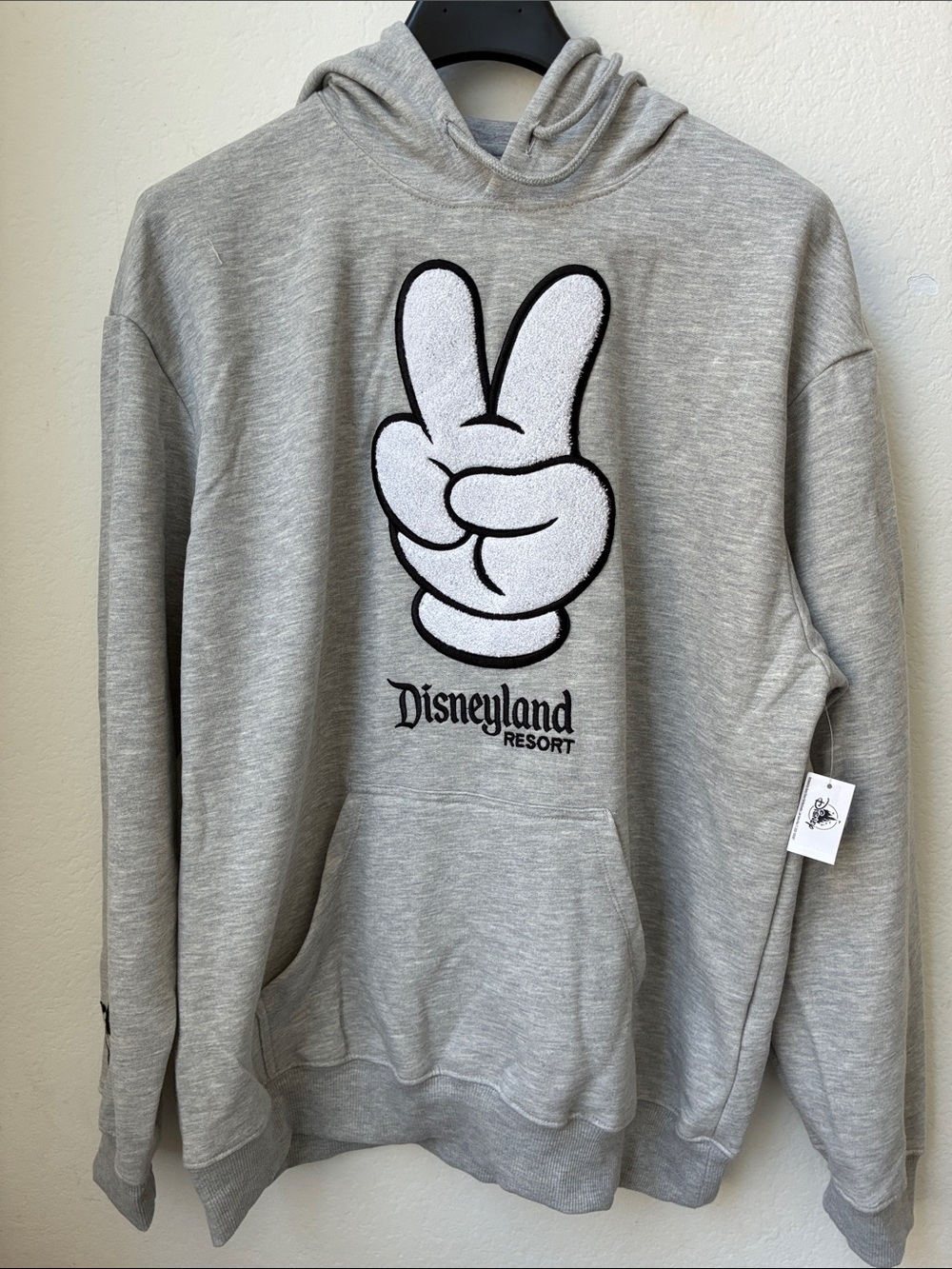 NWT Disney Disneyland Resort Gray Crewneck Hoodie Peace Sign Mickey Sweatshirt